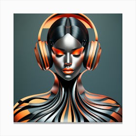 Abstract Woman With Headphones 3 Canvas Print