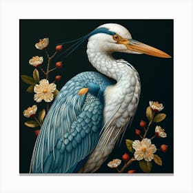 Lena1987 A Watercolor Illustration Of A Heron With Flowers In 02aedb86 486d 44fb 9ead E422d7ff79aa 1 Canvas Print