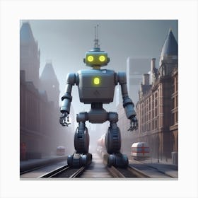 Robot On Train Tracks Canvas Print