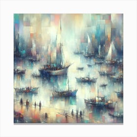 Sailboats At The Harbor Canvas Print