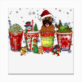 Bull Mastiff Iced Latte Snowmen Sweets Snow Christmas Coffee Canvas Print