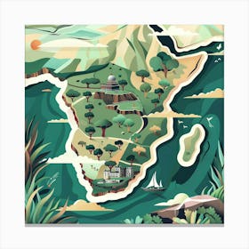 African Map Illustration Canvas Print