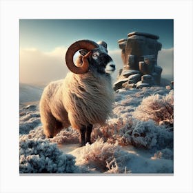 Ram In The Snow 11 Canvas Print
