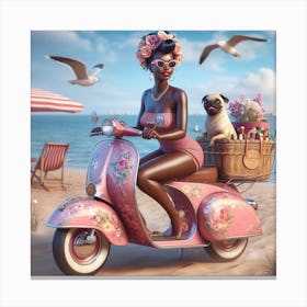 Pink Scooter Canvas Print