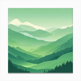 Misty mountains background in green tone 21 Canvas Print