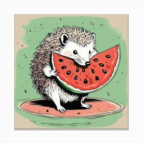 Hedgehog Eating Watermelon 2 Leinwandbild