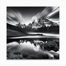 Black And White Mountain Landscape 1 Canvas Print