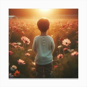 Child In A Field Of Flowers 1 Canvas Print