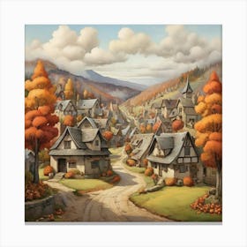 Autumn Village Art Print 1 Canvas Print