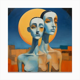 Two Women In The Desert 2 Canvas Print