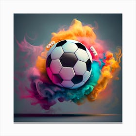 Soccer Ball In Smoke Canvas Print