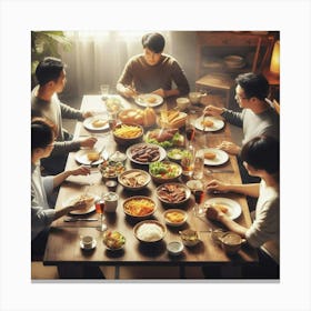 Korean Family Dinner Canvas Print