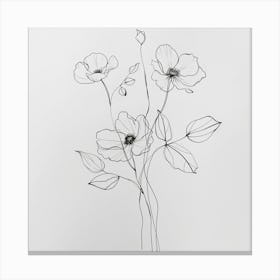 Line Drawing Of Flowers Canvas Print