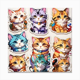 Cat Stickers Canvas Print