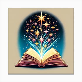 Open Book With Stars 2 Canvas Print