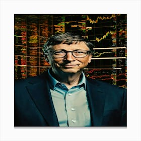 Bill Gates behind him stock prices Canvas Print