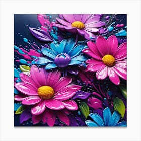 Colorful Flowers Painting 1 Canvas Print