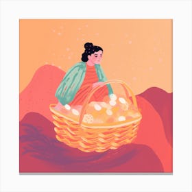 Woman In A Basket 17 Canvas Print