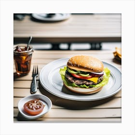 Hamburger On A Plate 13 Canvas Print