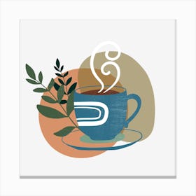 Coffee Cup With Leaves 2 Canvas Print