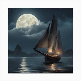 Sailboat At Night Canvas Print