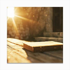 Open Book On A Wooden Table Canvas Print