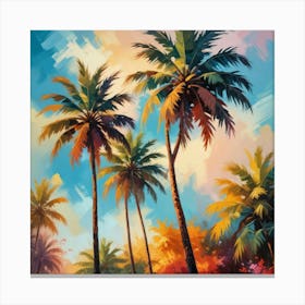 Palm Trees in Art Print 2 Canvas Print