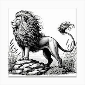 Line Art lion 1 Canvas Print