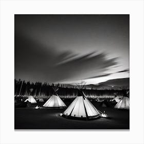 Teepees At Night 17 Canvas Print