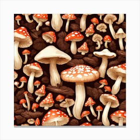 Seamless Pattern With Mushrooms 3 Canvas Print