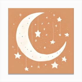 Terracotta Moon and Stars Canvas Print