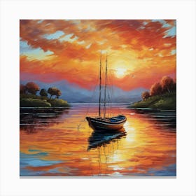 Sunset Sailboat Canvas Print