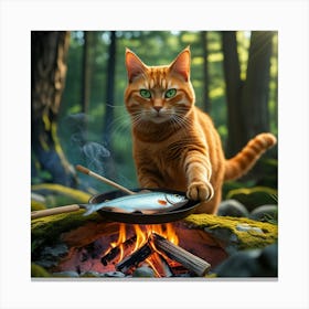 Leonardo Phoenix 10 A Vibrant Orange Tabby Cat With Bright Whi 0 Canvas Print