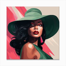 Black Woman In Green Hat 1 Canvas Print