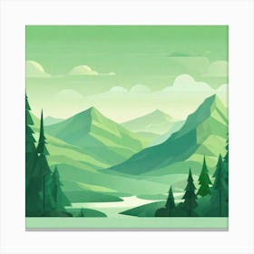 Misty mountains background in green tone 72 Canvas Print