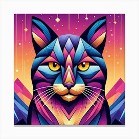 Whimsy Low Poly Cat Canvas Print