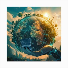 Hand Holding A Solar Powered Globe Canvas Print