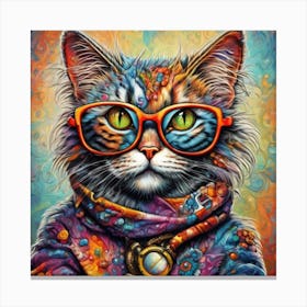 Cat In Glasses Canvas Print