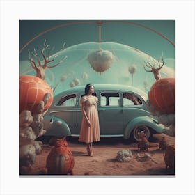 Girl In A Car 9 Canvas Print