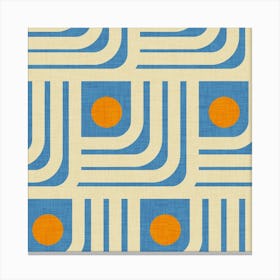 70s Curve Lines Blue Orange Canvas Print