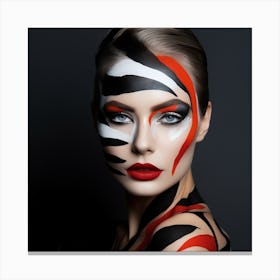 Beautiful Woman With A Zebra Tattoo Canvas Print