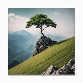 Lone Tree On Top Of Mountain 34 Canvas Print