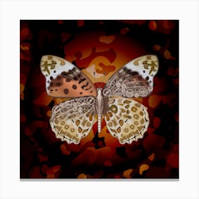 Mechanical Butterfly The Argyreus Hyperbius Niugini On A Dark Brown Background Canvas Print