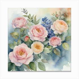 Watercolor Roses Art Print Canvas Print