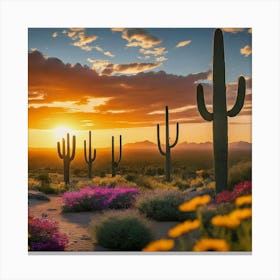 Sunset In The Desert Canvas Print