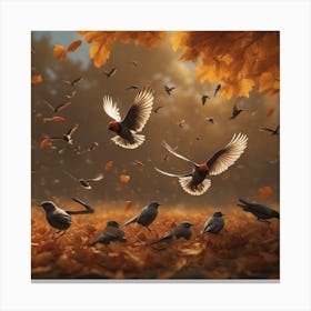 Birds In Autumn 3 Canvas Print