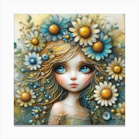 Girl With Flowers 8 Canvas Print