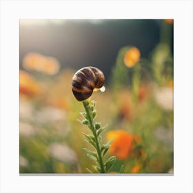 Snail On A Flower 3 Canvas Print