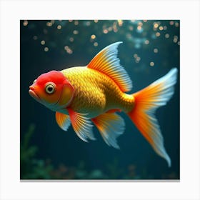 A Fantastical Goldfish With Shimmering, Geometric Scales Swimming In A Magical, Iridescent Pool 1 Canvas Print