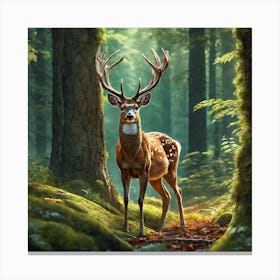 Deer In The Forest 140 Canvas Print